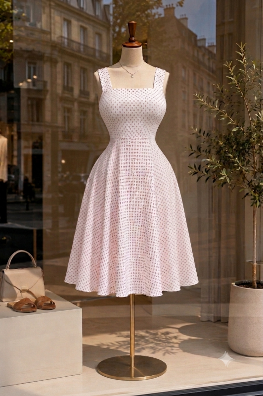 Robe évasée fleurs rouges
