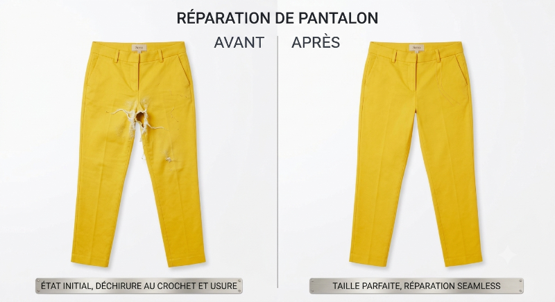 Réparer entrejambe pantalon
