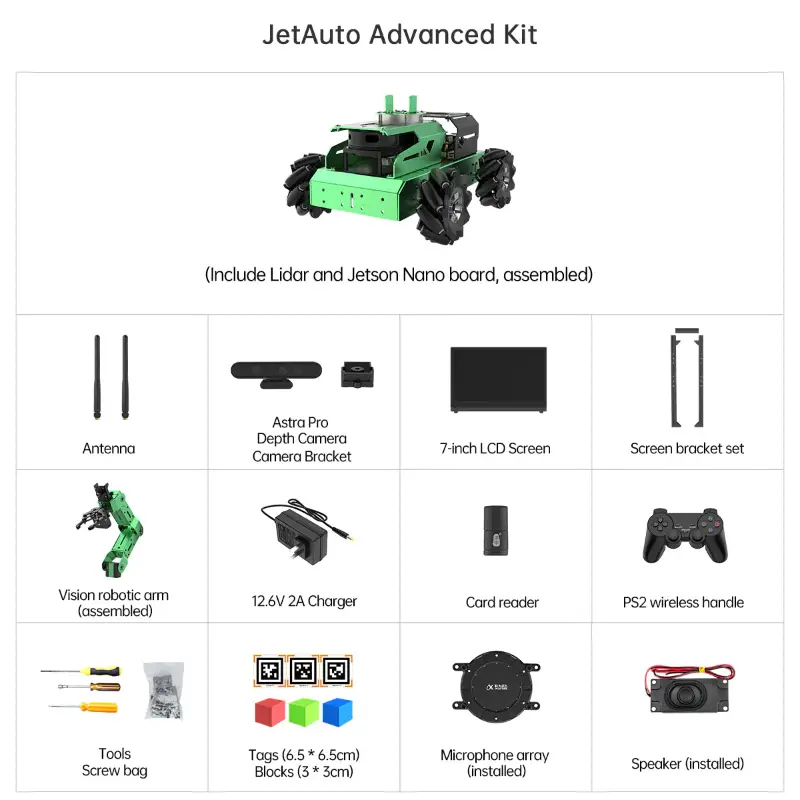 JetAuto Pro ROS Robot Car with Vision Robotic Arm Powered by Jetson Nano Support SLAM Mapping/ Navigation/ Python