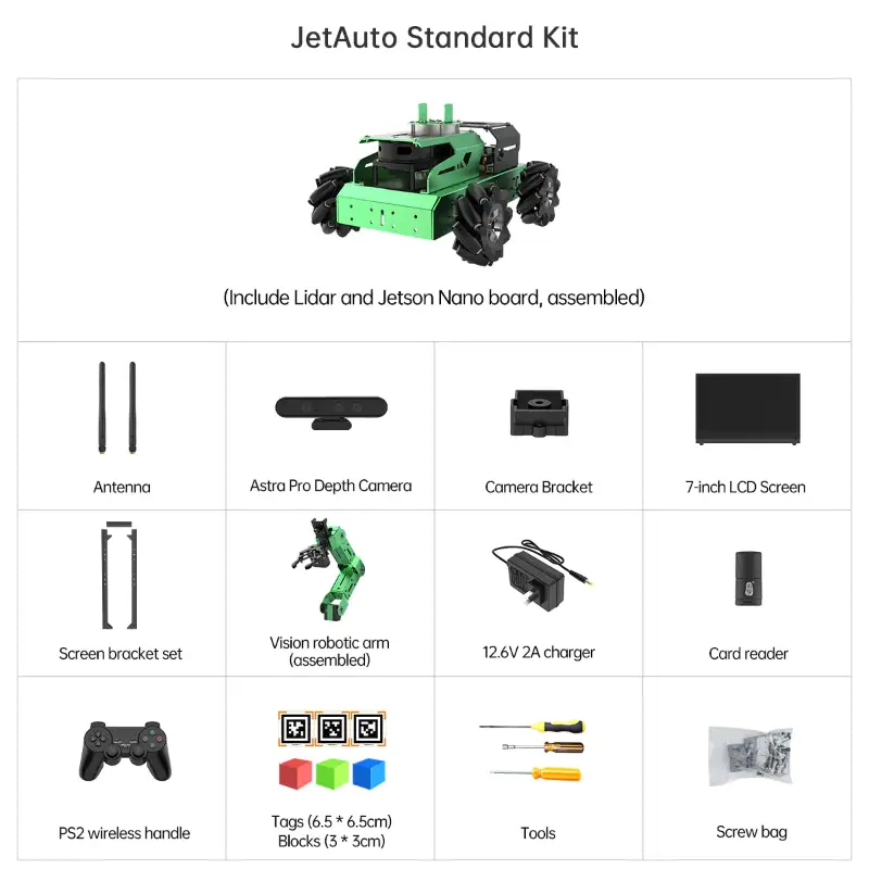 JetAuto Pro ROS Robot Car with Vision Robotic Arm Powered by Jetson Nano Support SLAM Mapping/ Navigation/ Python