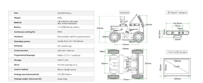 JetAcker ROS Education Robot Car with Ackerman Structure Powered by Jetson Nano B01 Autonomous Driving SLAM Mapping Navigation Learning Teaching Kit
