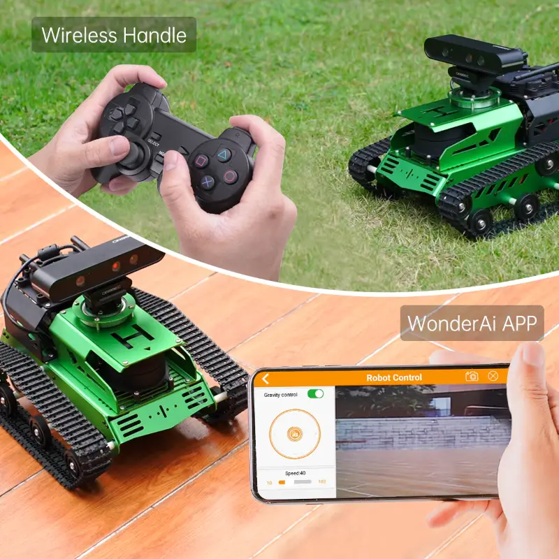 Hiwonder JetTank ROS Robot Tank Powered by Jetson Nano with Lidar Depth Camera Touch Screen, Support SLAM Mapping and Navigation