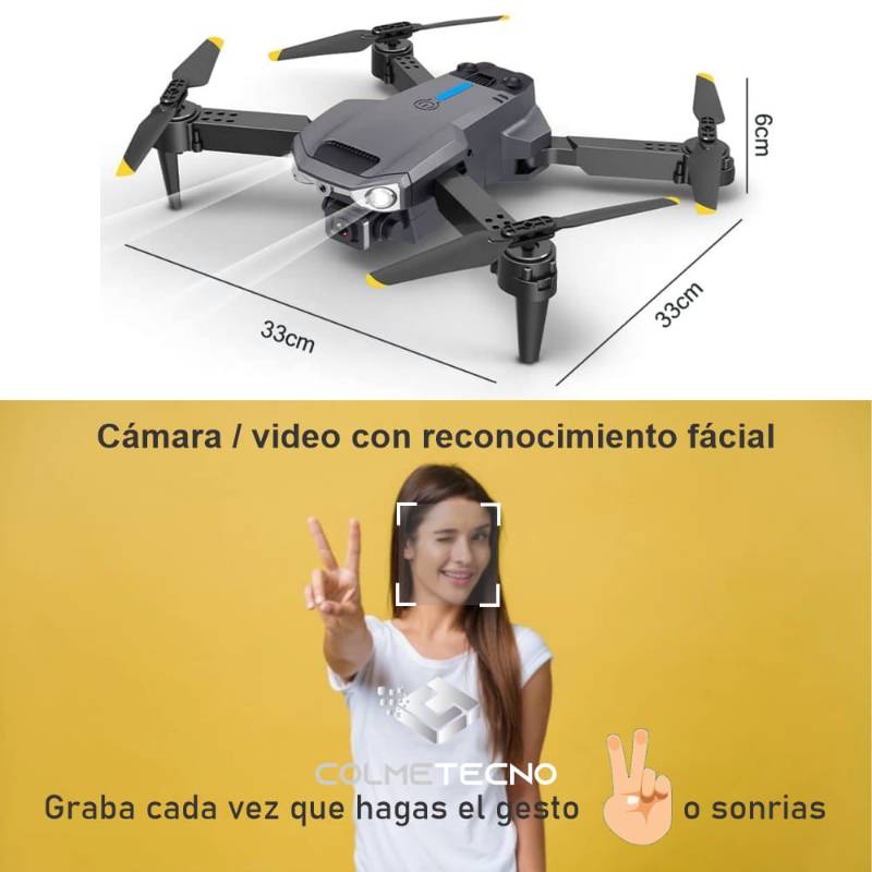 E90 MINI DRONE CON CÁMARA HD 2,4 GHZ 4CH WIFI FPV CONTROL PLEGABLE RC DRONE KIT CON LUCES LED