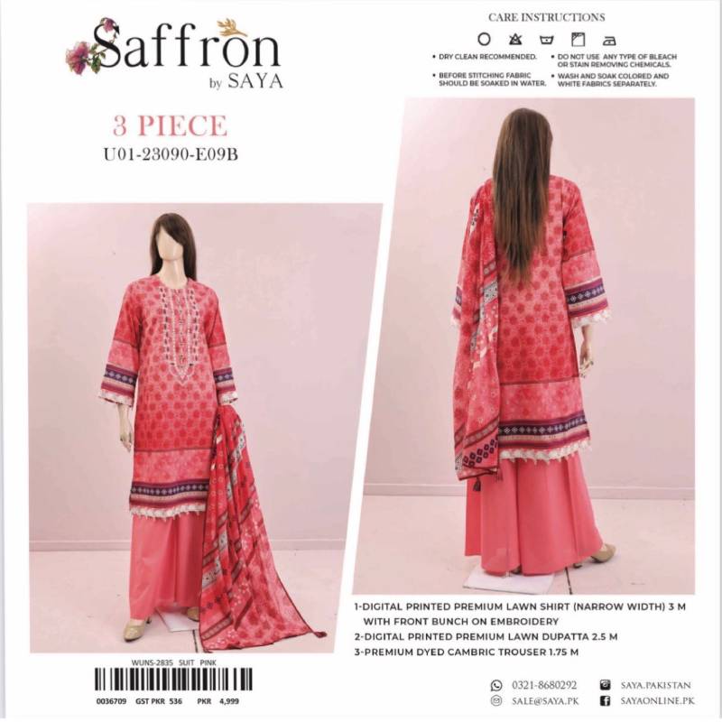 Saffron Embroidered Lawn (1367-007) Saya
