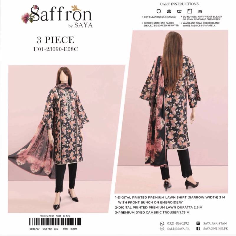 Saffron Embroidered Lawn (1367-003) Saya