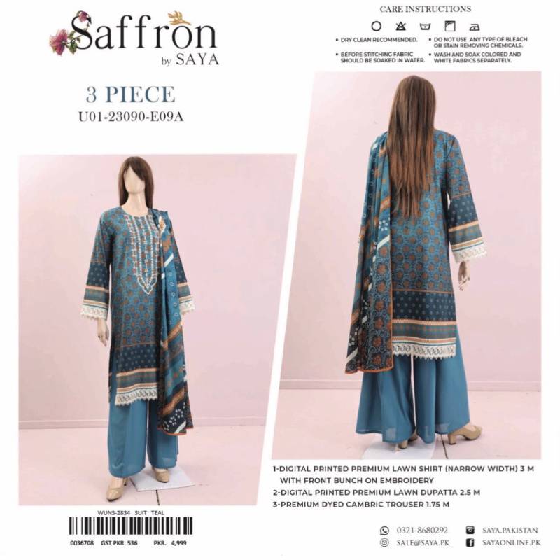 Saffron Embroidered Lawn (1367-002) Saya