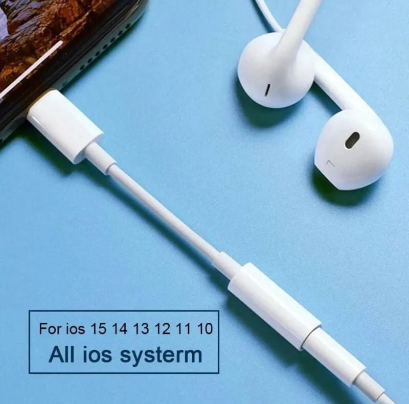Lightning to Headphone Jack Adapter for iPhone White Mini