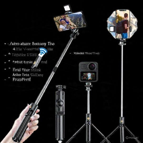 4 in 1 Selfie Stick Tripod with Light & Remote