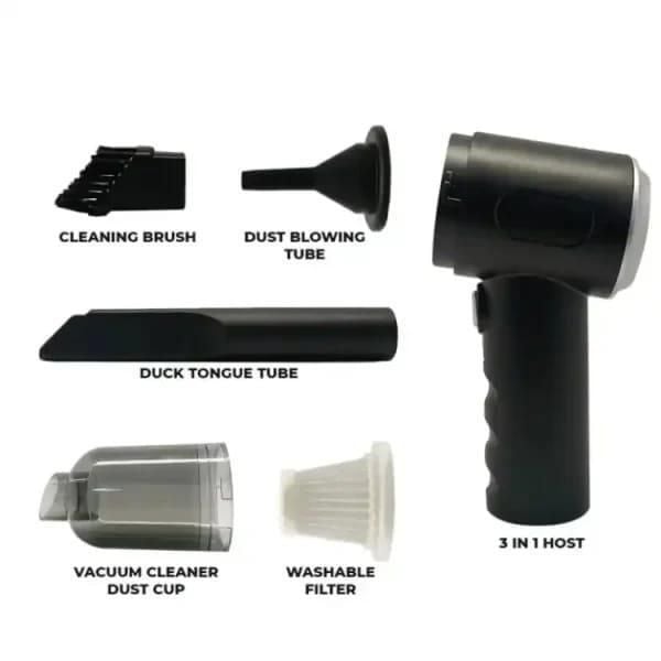 Portable 3-in-1 Car Vacuum Black ABS