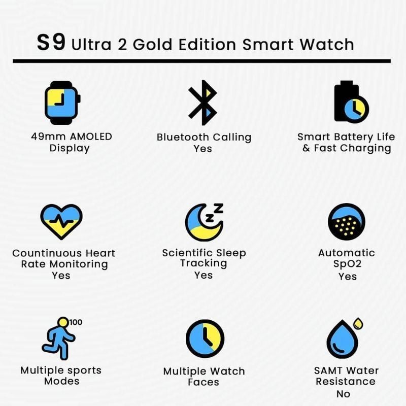 Gold Smart Watch with Orange Strap & Bluetooth 5.3