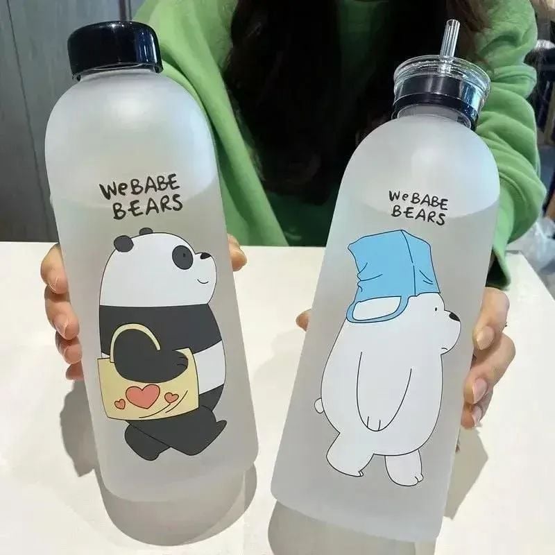 Cute Cartoon Water Bottle 1000ml Transparent ABS