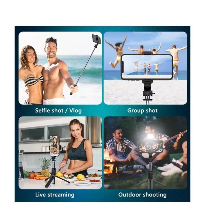 Bluetooth Selfie Stick With LED Light & Tripod