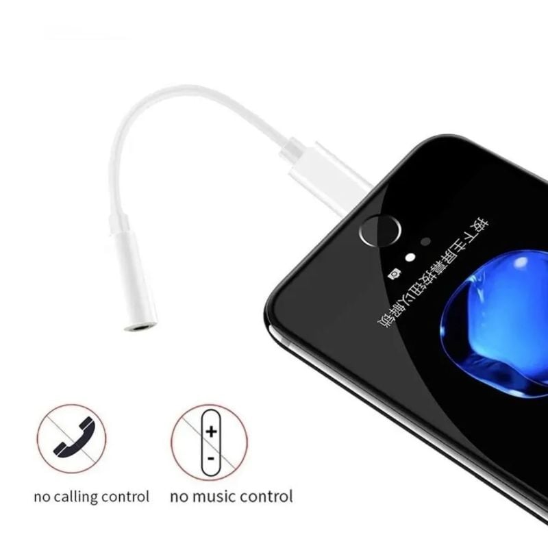 Lightning to Headphone Jack Adapter for iPhone White Mini