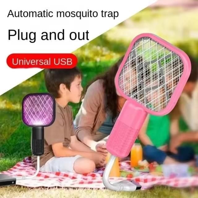 USB Charged Mini Mosquito Swatter Pink Portable