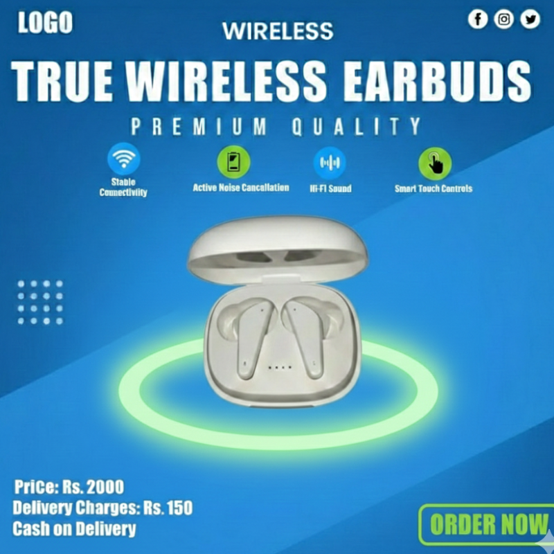 White Long-Lasting Battery Fast Charge Earbuds