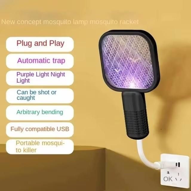 USB Charged Mini Mosquito Swatter Pink Portable