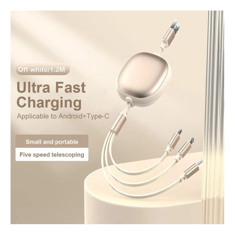 : 3 in 1 Charging Cable 100W Fast Charging Cable | Type-C, iPhone, Micro USB Durable & Compact