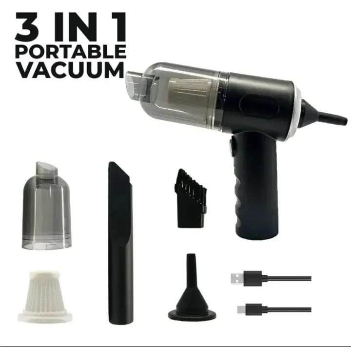 Portable 3-in-1 Car Vacuum Black ABS