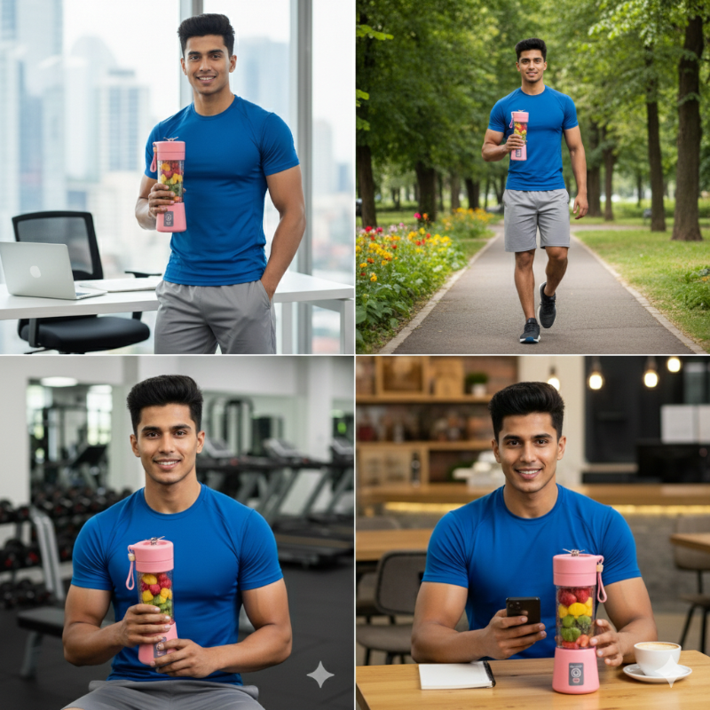 USB Chargeable Juicer Blender (6 Blades - 380 ML