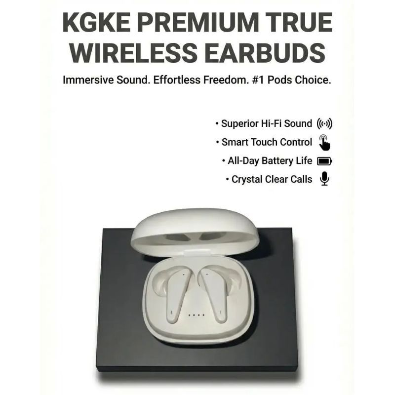 White Long-Lasting Battery Fast Charge Earbuds