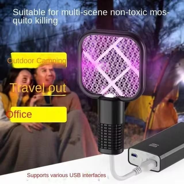 USB Charged Mini Mosquito Swatter Pink Portable