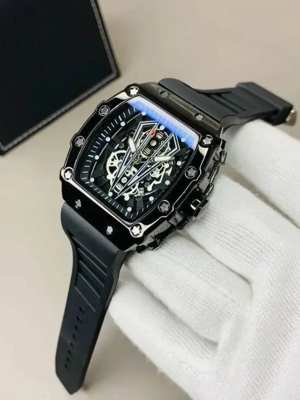 Richard Black Belt Skeleton Watch