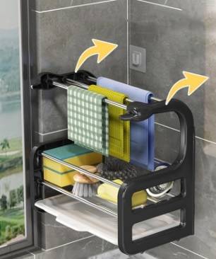 Wall-mounted dishcloth sponge storage rack