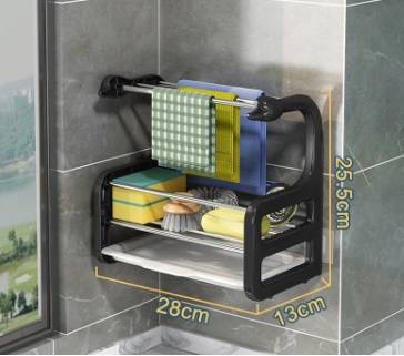 Wall-mounted dishcloth sponge storage rack