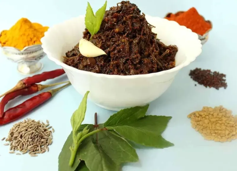 Gongura (Sorrel leaves). Pickle