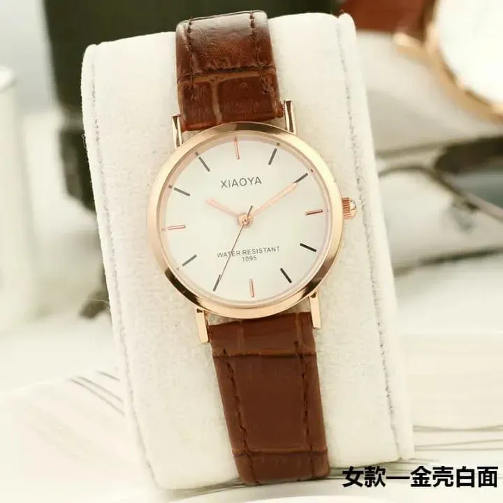Stylish Unisex Analogue Couple Watches - 2 Pcs in Leather 001