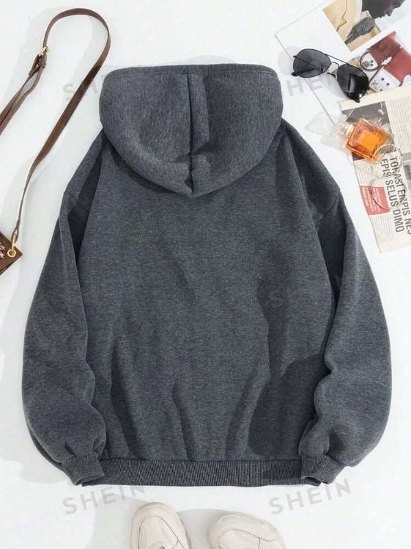 Men's Grey Fleece Hoodie - Stylish Comfort in Plain Design