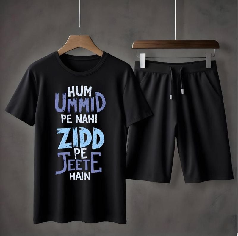 2 Pcs Men's Jersey Printed T-Shirt & Shorts Tracksui