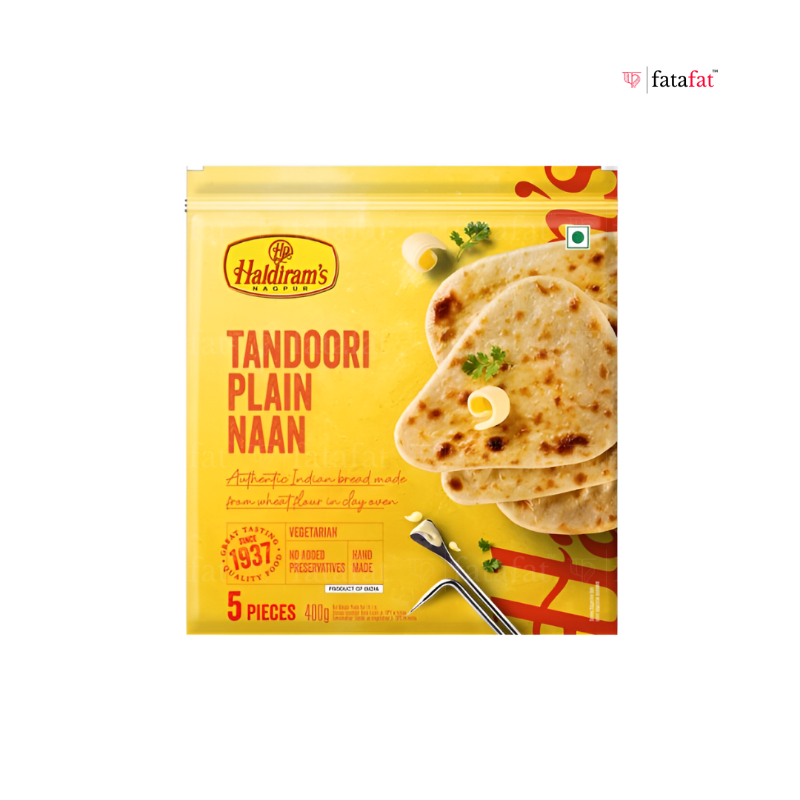 Tandoori Plain Naan (Frozen) - 400g Haldiram