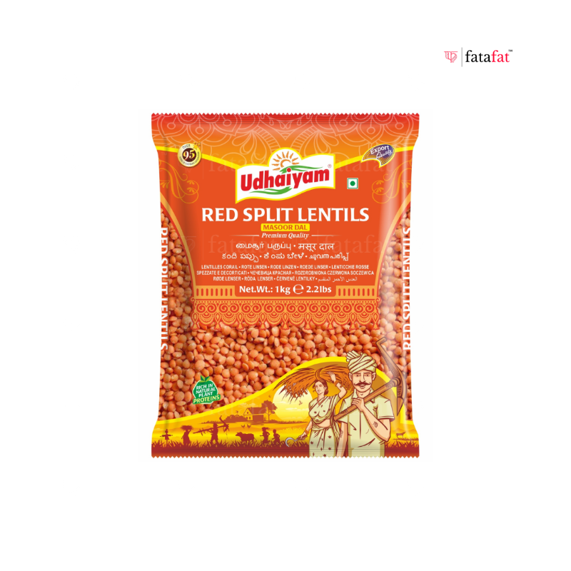 Udhaiyam Red Split Lentils 1kg Export Pack