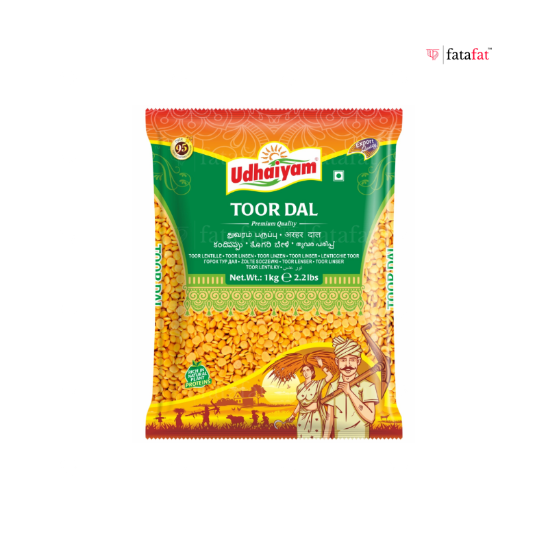 Udhaiyam Indian Toor Dal 1kg Export Pack