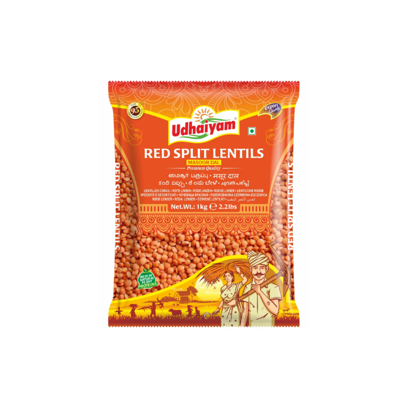 Udhaiyam Red Split Lentils 1kg Export Pack