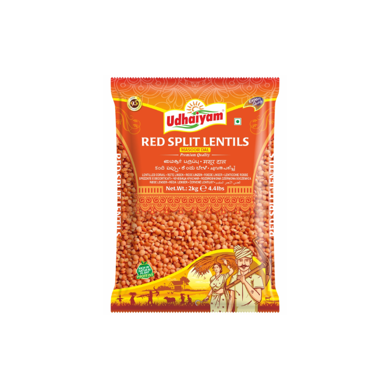 Udhaiyam Red Split Lentils 2kg Export Pack