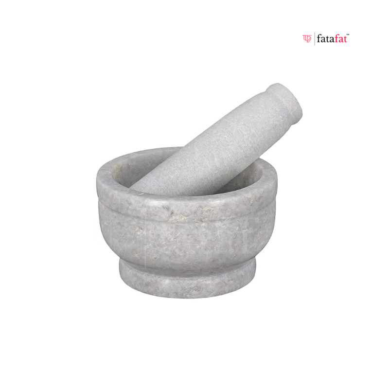 Stone Mortar and Pestle Set Traditional Indian Grinder - Black
