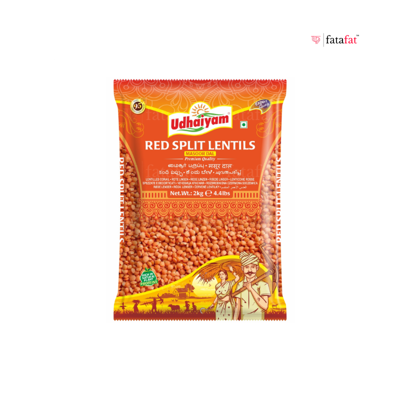 Udhaiyam Red Split Lentils 2kg Export Pack