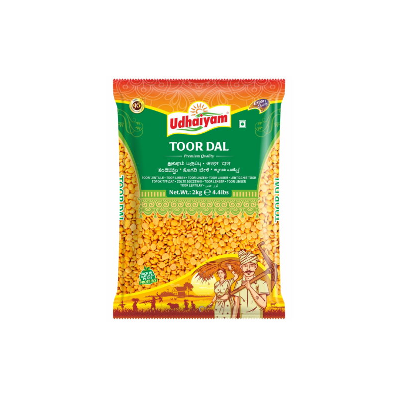 Udhaiyam Indian Toor Dal 2kg Export Pack