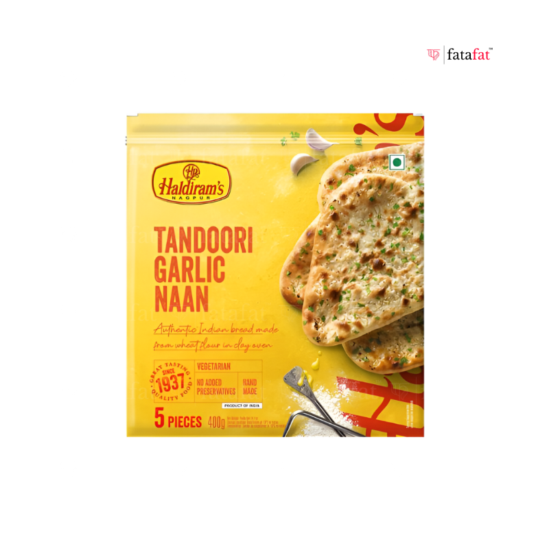 Tandoori Garlic Naan (Frozen) - 400g Haldiram