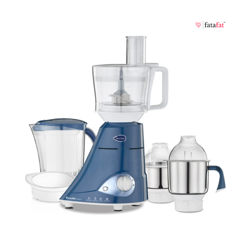 Preethi Blue Leaf Mixer Grinder, 750 Watt, Blue, 4 Jars