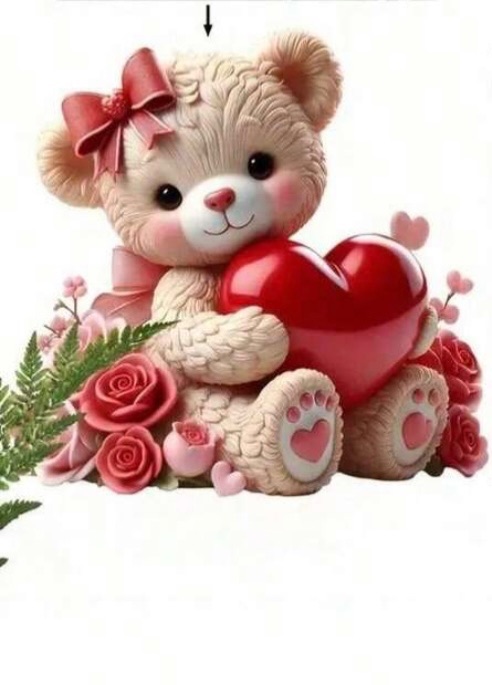 2D Flat Acrylic Tabletop Display Plaque Bear hugging heart