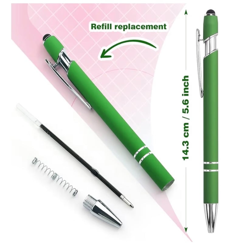Customize Ballpoint Pen 2-in-1 Stylus Retractable Ballpoint Pen with Stylus tip, Metal Stylus Pen for Touch Screens