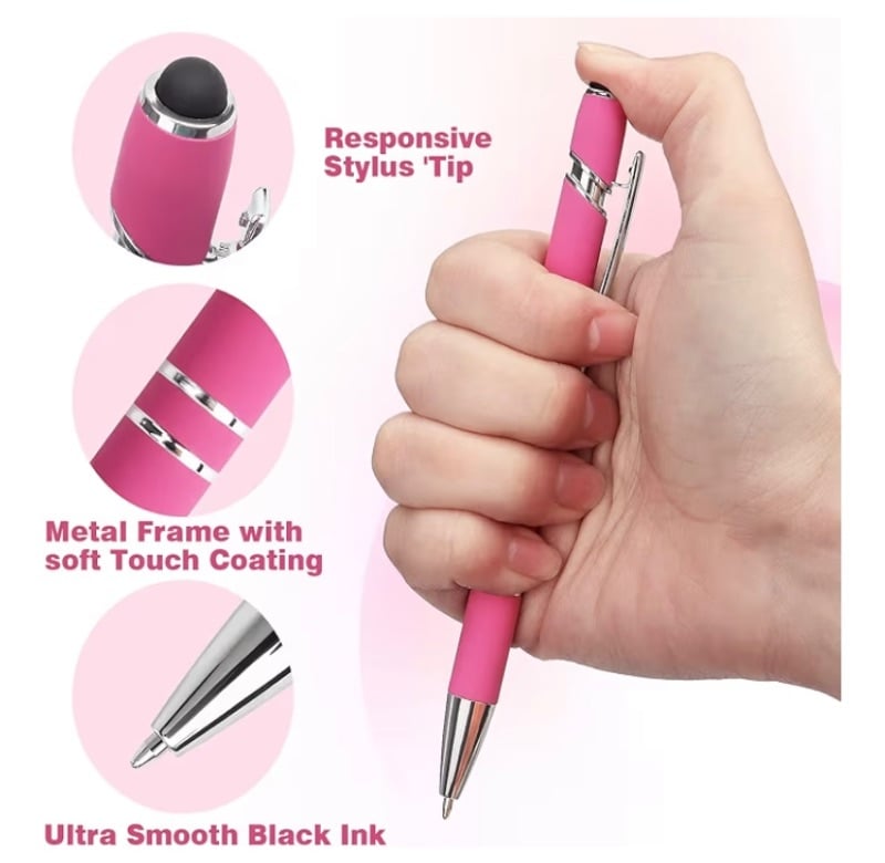 Customize Ballpoint Pen 2-in-1 Stylus Retractable Ballpoint Pen with Stylus tip, Metal Stylus Pen for Touch Screens