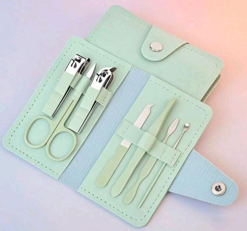 Stainless Steel, Nail Clippers Scissors Pedicure Tools Kit - Portable Travel Grooming Kit for Men and Women  ( Green)