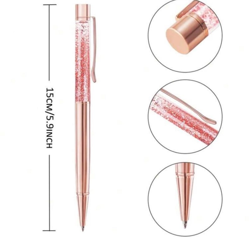 Floating sand sparkle metallic ballpoint pen.