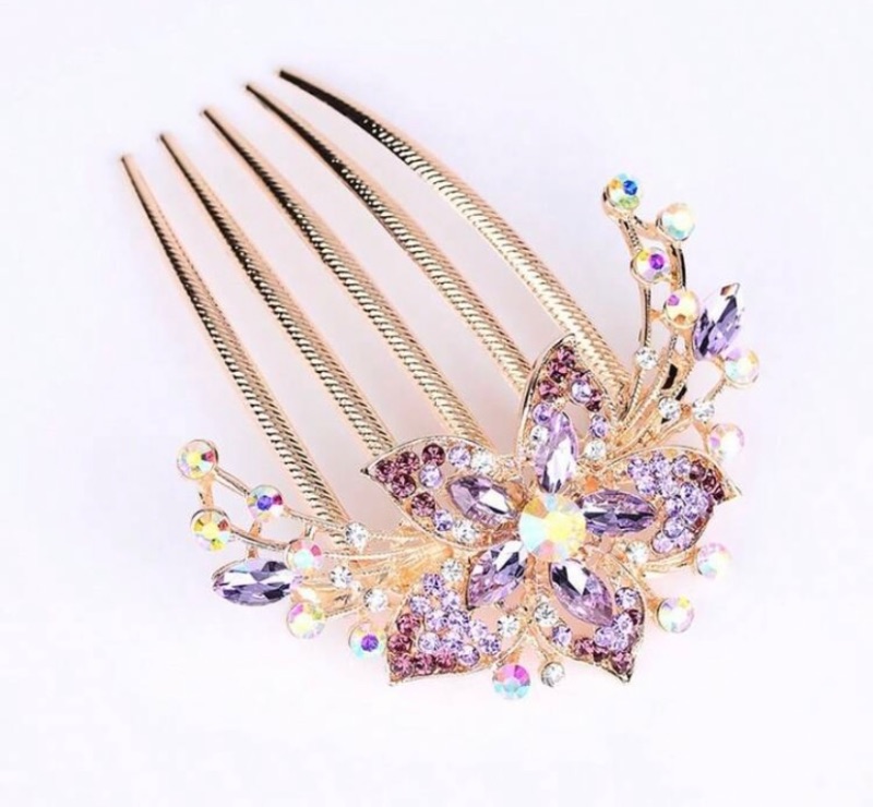 Alloy Diamond Insert Comb Hair Comb Korean Version New Hair Accessories Five-Tooth Comb Versatile Plate Hairpin Ponytail Plate Hair Fork
