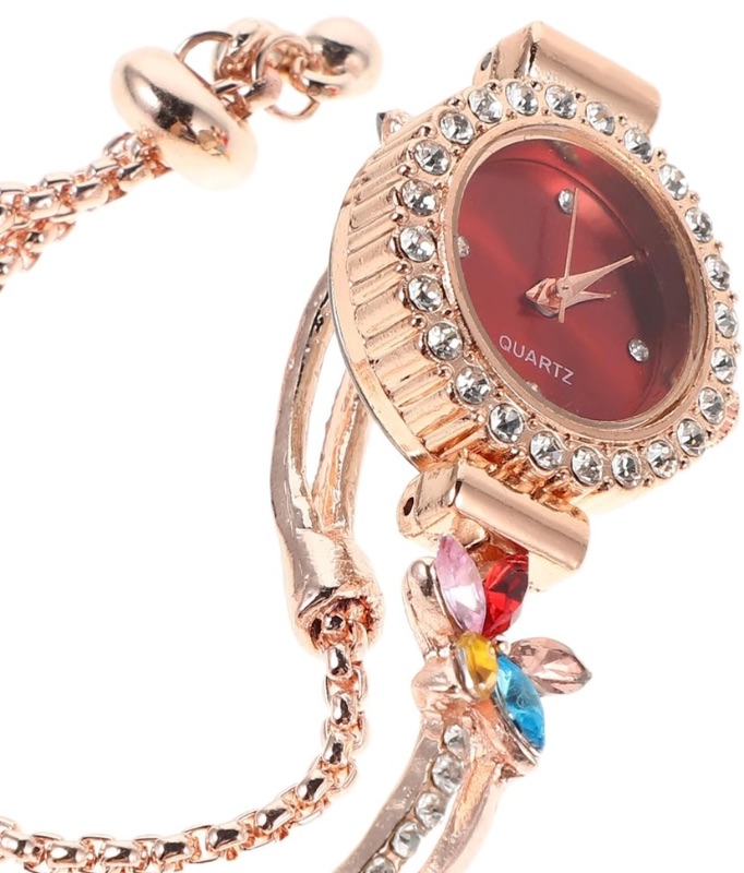 Women's Fashion Simple Floral Bracelet Watch Diamond Quartz Light Luxury Watch