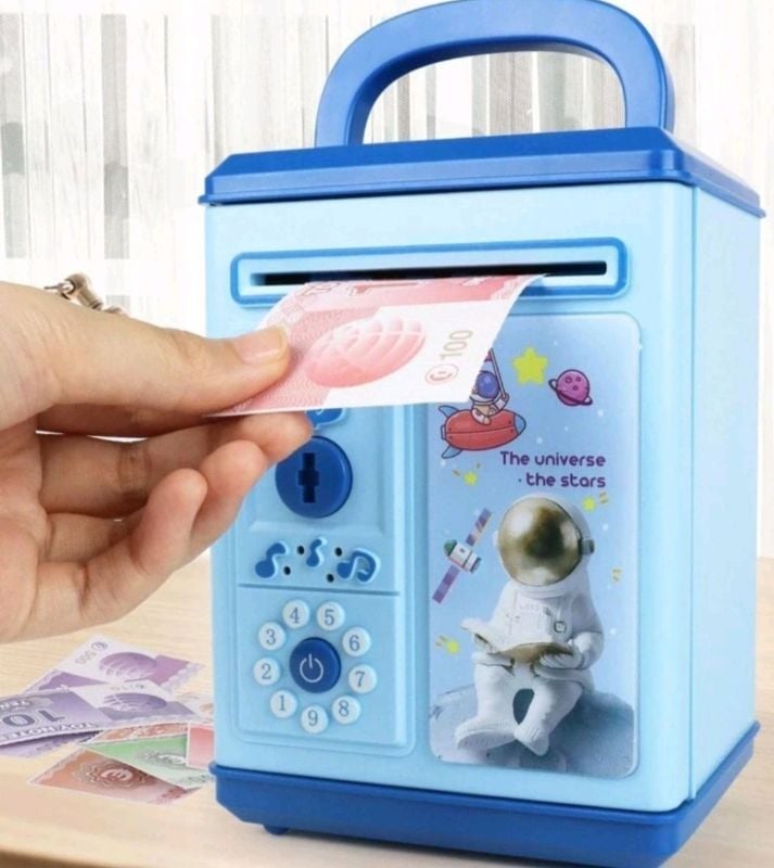Piggy Bank, Vcertcpl ATM Coin Money Saving Box with Password, Kids Safe Money Jar with Auto Grab Bill Slot, Birthday Gifts Toys Bank for 6 7 8 9 10 11 12 Year Old Girls Boys